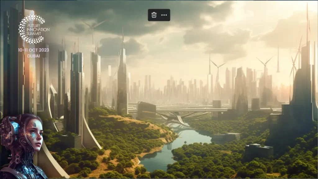 Futuristic city skyline powered by renewable energy sources