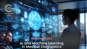 Medical professional using AI technology for diagnostics